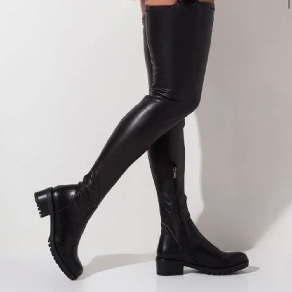 Azalea Wang Smitten Over You Detachable Belt Thigh High Flat Boot